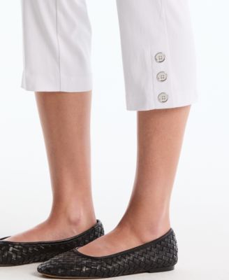 Petite Button Detail Capri Pants
