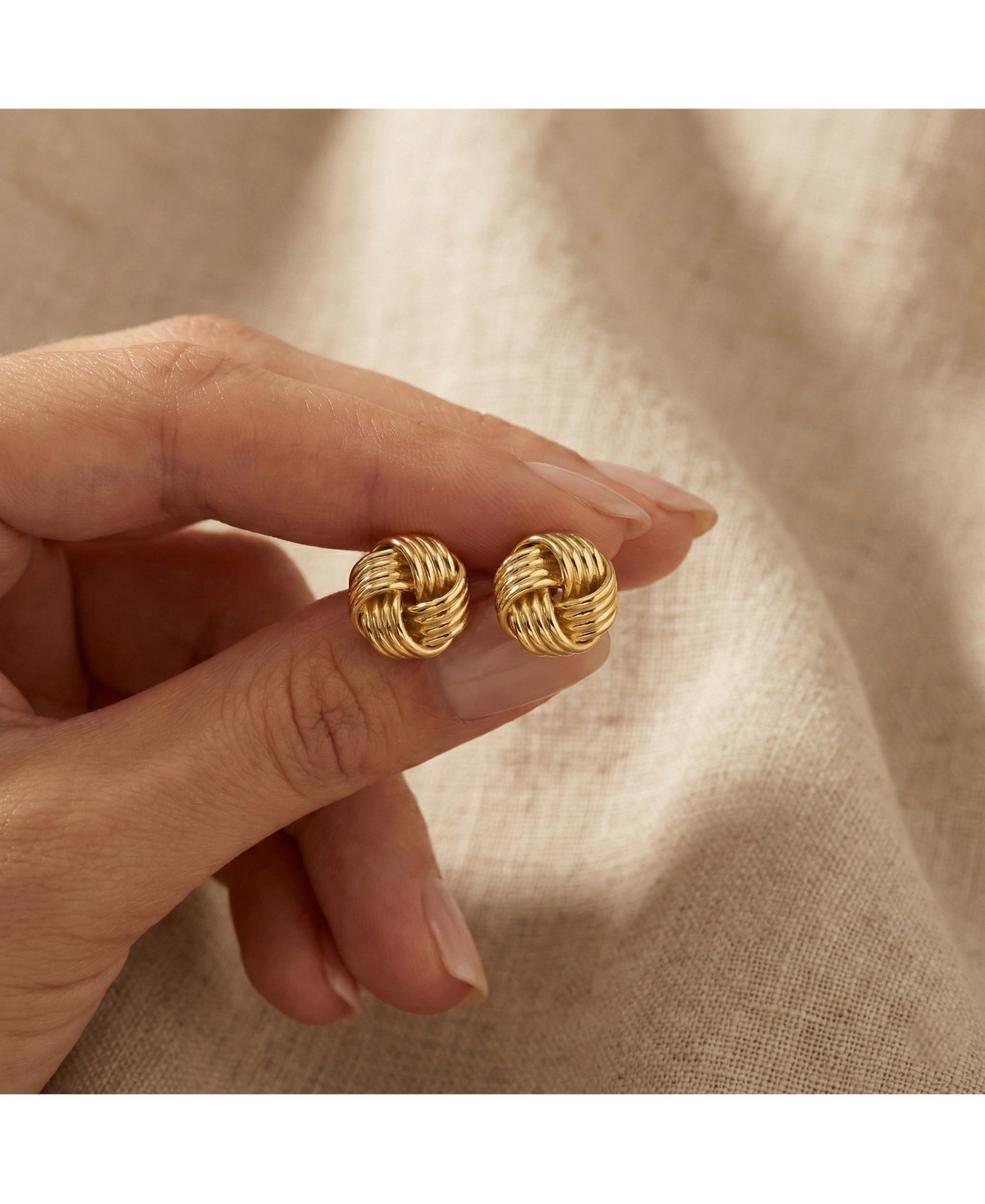 14K Gold Plated Twisted Button Stud Earrings