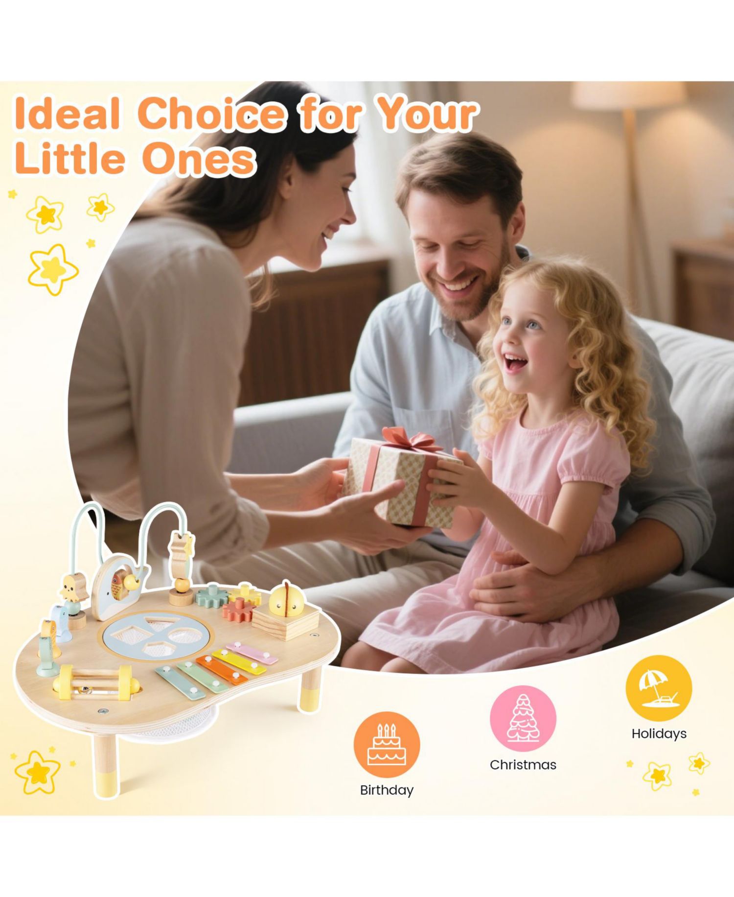 7-in-1 Montessori Wooden Activity Table, 12 Months+