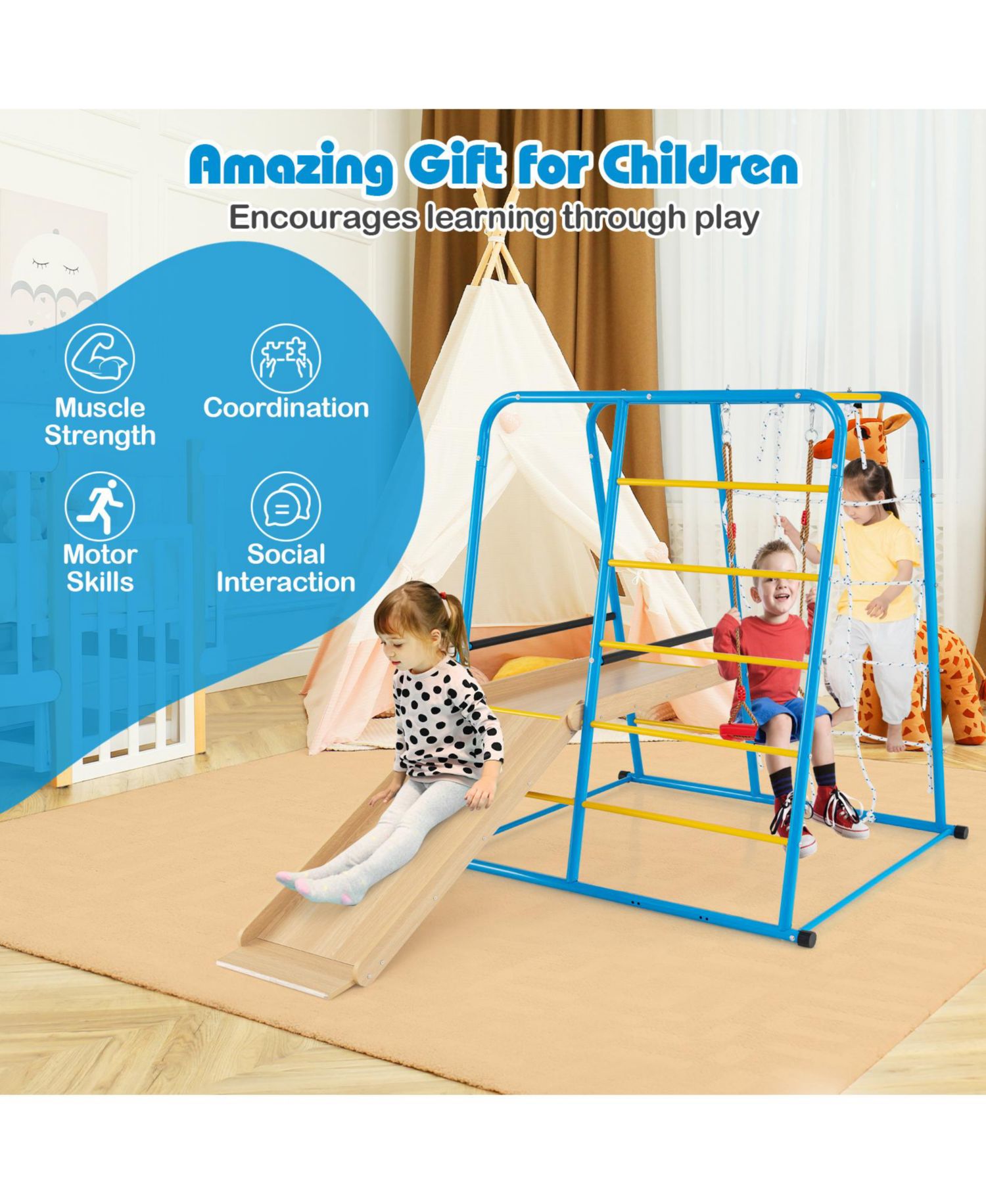 6-in-1 Indoor Jungle Gym, Ages 3+
