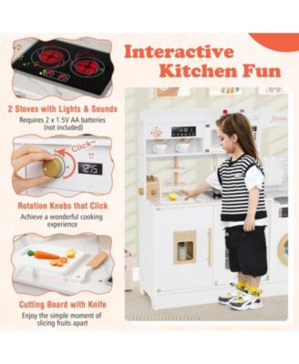 Children s Pretend Toy Kitchen Playset with Lights & Sounds, Interactive Fun