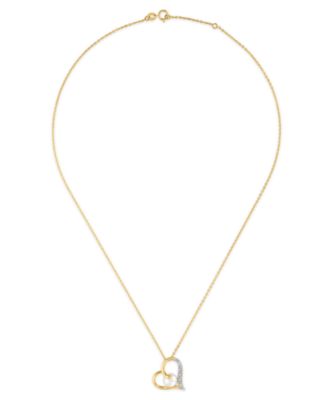 Cultured Freshwater Pearl (7mm) & Diamond Accent Sideways Heart Pendant Necklace in 14k Gold Over Sterling Silver