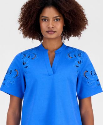 Women's Embroidered Short-Sleeve Top