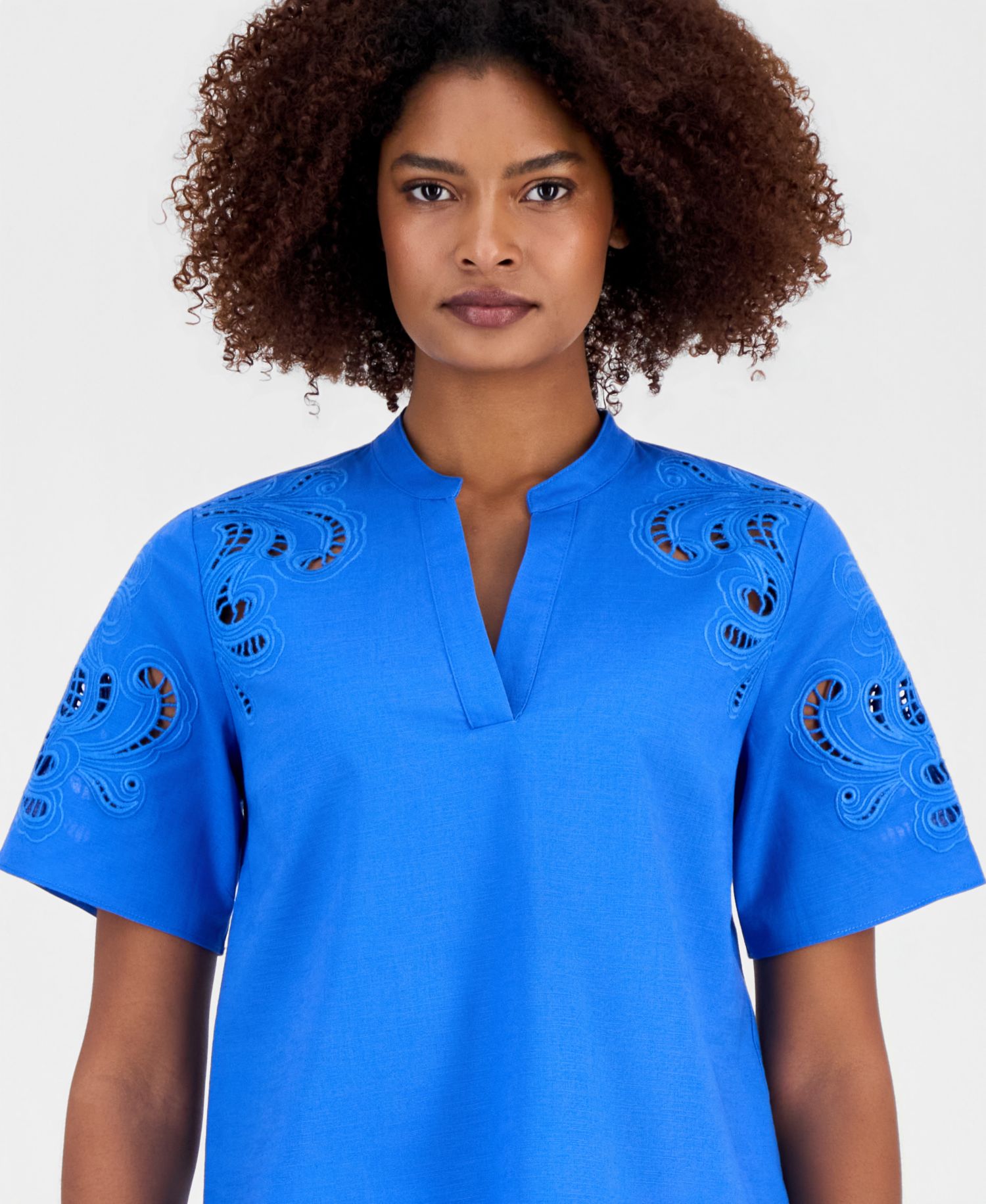 Women's Embroidered Short-Sleeve Top