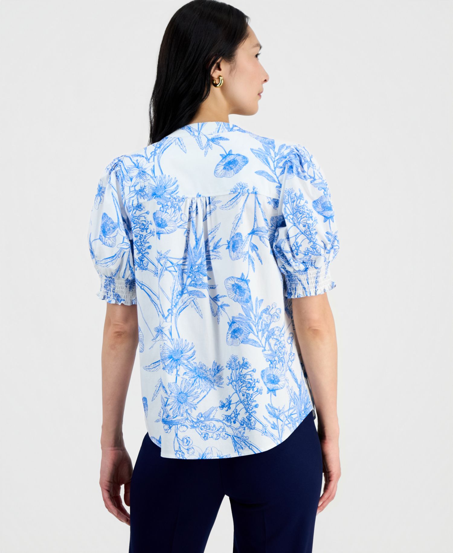 Women's Printed Split-Neck Top
