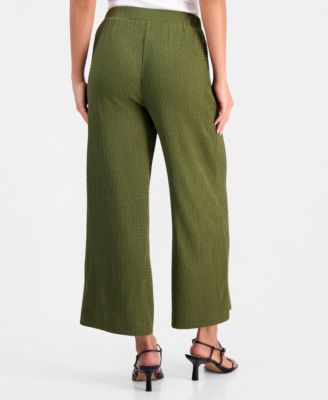 army green dress pants women Olive Green High-Waist Wide-Leg Pants – Dobamagi main image 0