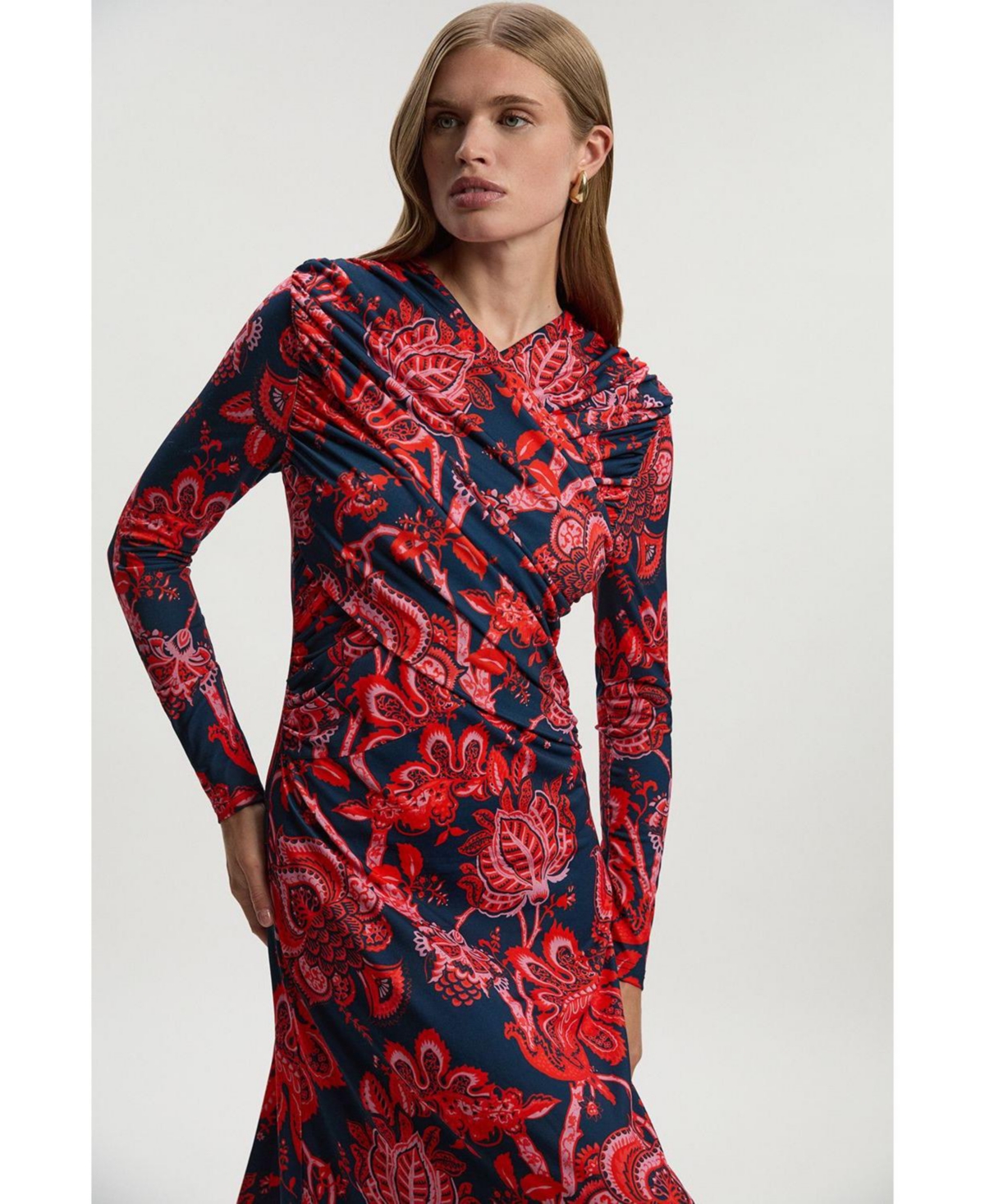 Karen Millen Women's Paisley Jersey Crepe Twist Maxi Dress