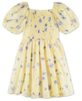 Girls' Square Neck Puff-Sleeve Dress