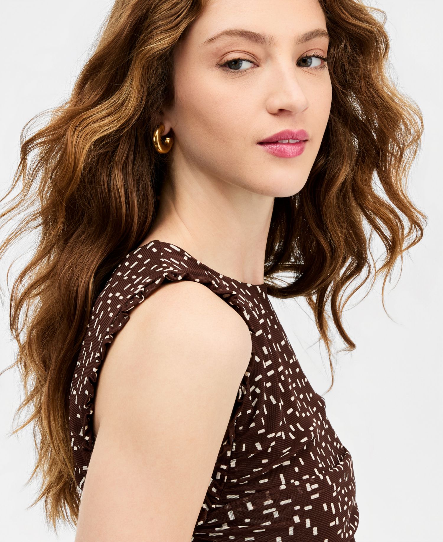 Women's Dot Print Mesh Top