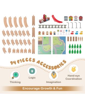 Wooden Train Table Activity Play Table with 2 Reversible Tabletops