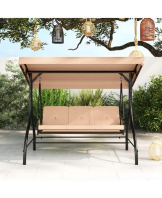 3-Piece Patio Swing with Canopy, Removable Cushions & Side Pockets