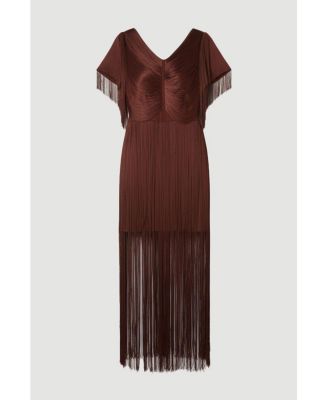 Women's Maxi Draped Fringe Knitted Mini Dress