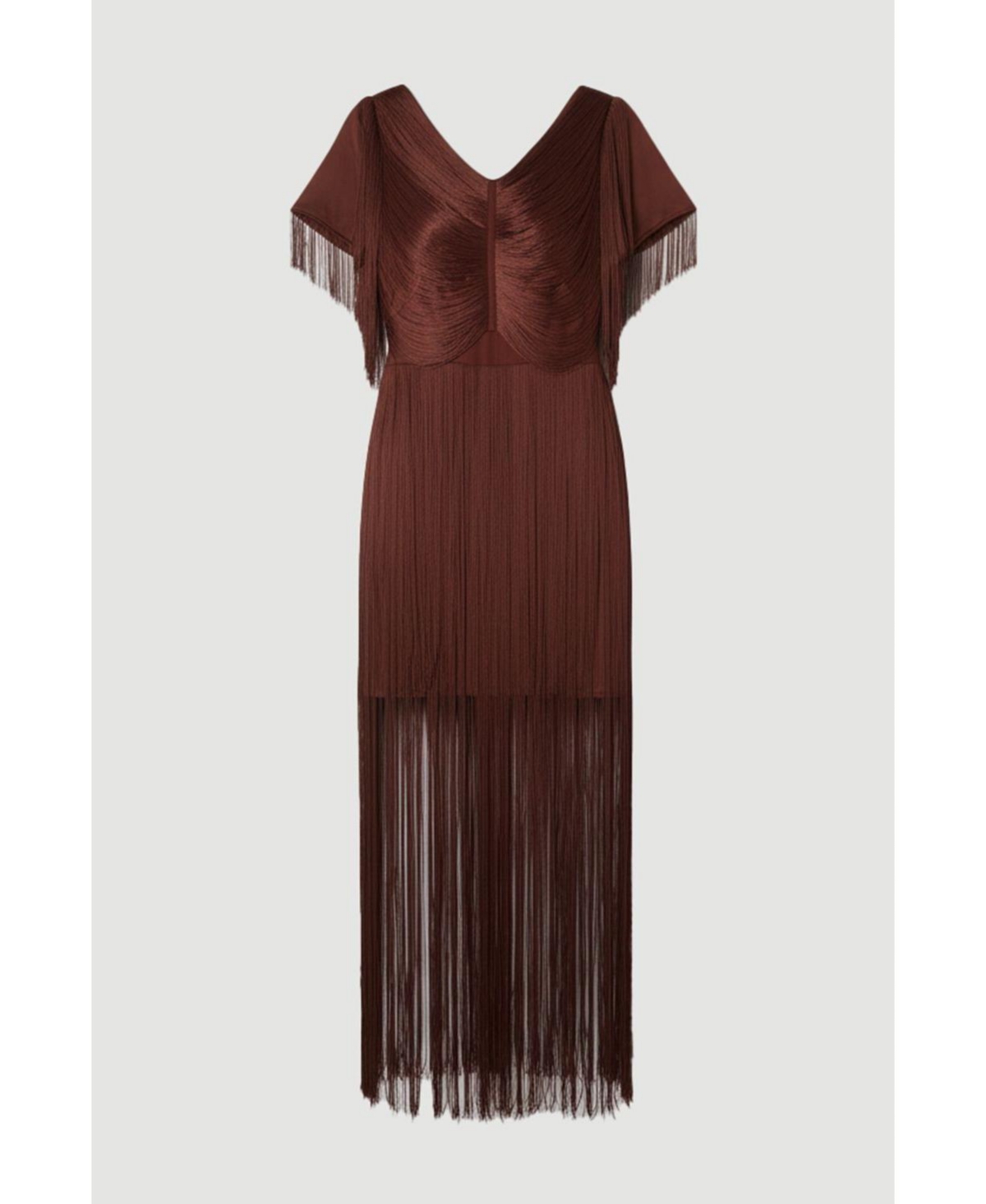 Karen Millen Women's Maxi Draped Fringe Knitted Mini Dress