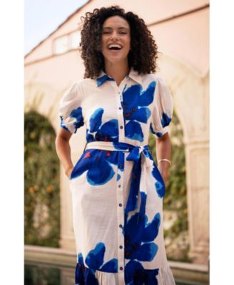 Women's Scattered Floral Shirt Dress