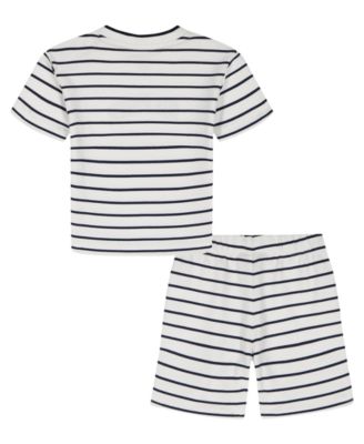 Boys' 2T-7 Striped French Terry T-Shirt and Shorts, 2-Piece Set