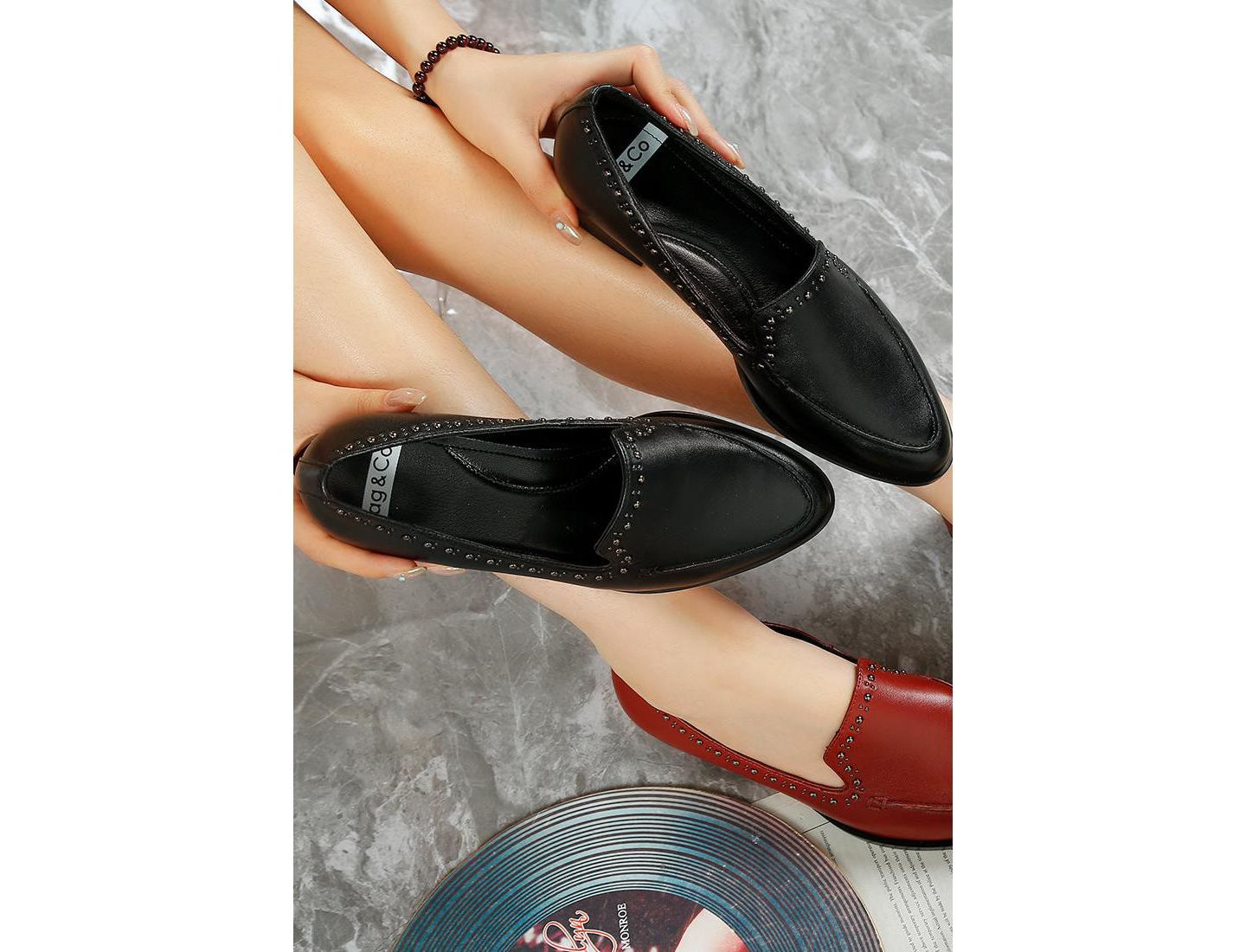 Женские туфли Rag & Co Wolferton Delicate Stud Detail Leather, цвет: Чёрный — фото 8