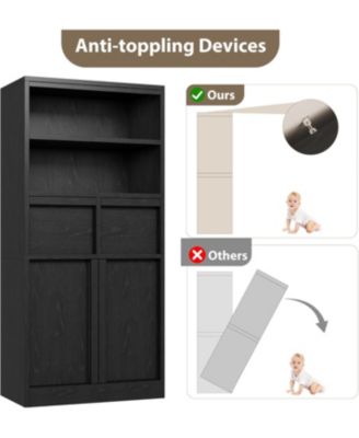 Tall Freestanding Bathroom Cabinet, 51" H, Doors & 2 Drawers, Organizer for Bathroom, Living Room, Kitchen & Pantry