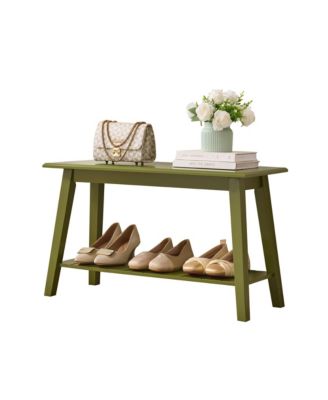 Wood Entryway Bench with Storage Shelf – Modern Accent Seating for Hallway, Bedroom, Living Room   Shoe Bench