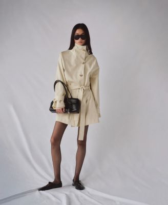 Women's Funnel Neck Belt Trench Coat