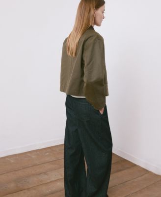 Women's Contrasting Collar Denim Barn Jacket