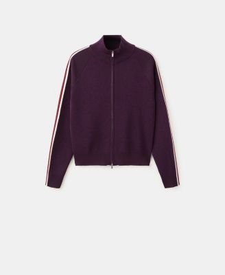 Women's Contrast Stripe Zip Cardigan Sweater