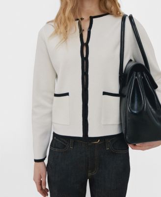 Women's Contrasting Ribbed Cardigan Sweater