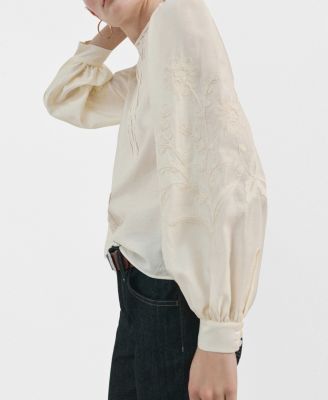 Women's Floral Embroidery Cotton Blouse