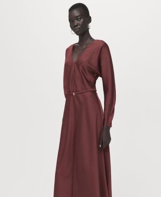 Women's Belted V-Neck Dress