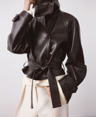 Women's Maxi Lapels Faux-Leather Jacket