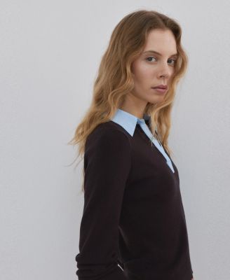 Women's Combined Shirt-Collar Sweater