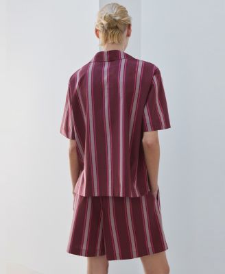 Women's Short-Sleeve Striped Pajama Shirt