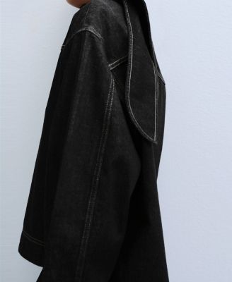 Women's Knot Neck Denim Blouse