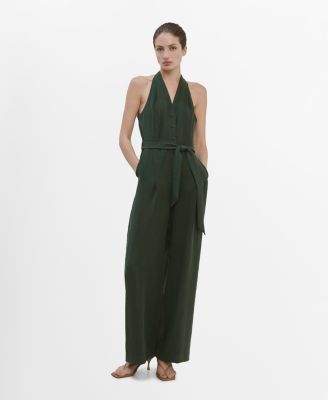 Women's Halter-Neck Belt Jumpsuit