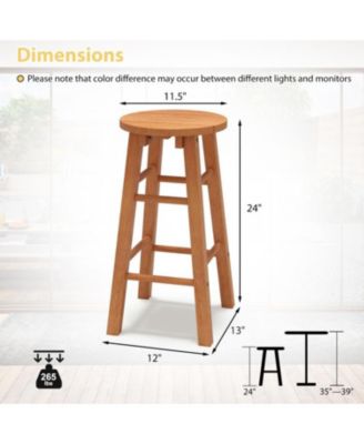 Set of 2 Outdoor 24-Inch Wood Bar Stools with Footrest