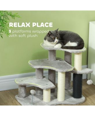 2-in-1 Cat Tree & Pet Stairs with Scratching Posts & Toy Balls, for High Beds & Couches