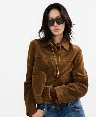 Women's Buttons Suede Leather Jacket