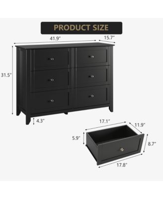 6 Drawers Modern Dresser for Bedroom,Big Storage Dressers Organizer with Deep Drawers & Handles