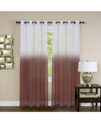 Tropical Living Semi Matte Sheer Ombre Chic Grommet Top Window Curtains - 52 in. W x 84 in. L