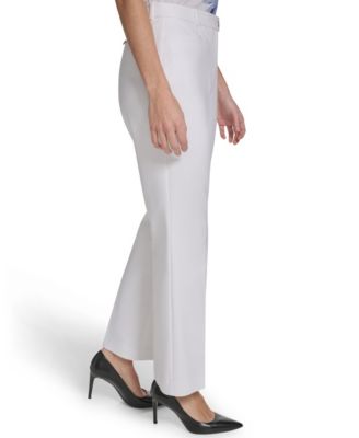 Petite Mid-Rise Zip Closure Straight-Leg Pants