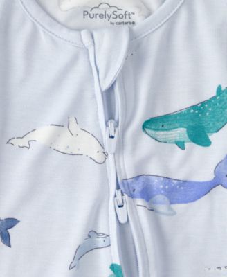 PurelySoft by Carter’s Baby Boys' Whale 2-Way Zip Snug Fit Sleep & Play Pajamas