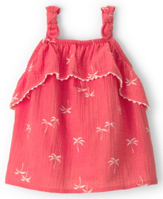 Girls' 2T-5T Palm Tree Gauze Tank Top
