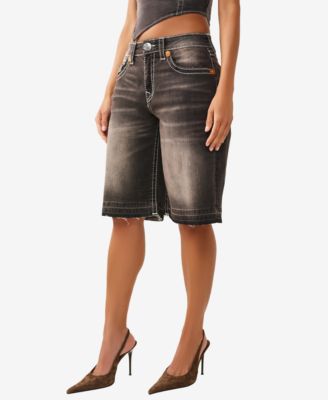 Women's Baggy Denim Big T Flap Jort Shorts