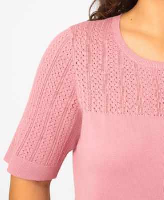 Plus Size Mixed Cable Round Hem Crewneck Sweater