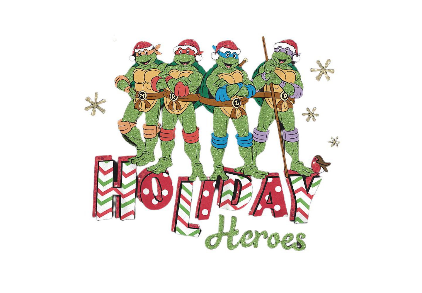 Мужская футболка Teenage Mutant Ninja Turtles Holiday Heroes Christmas Shine, цвет: Чёрный — фото 2