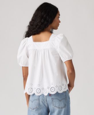 Women's Short-Sleeve Cutwork Blouse