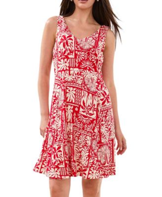 Women's Sleeveless Printed V-Neck Dress