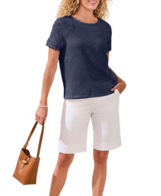 Women's Lace Detail Short-Sleeve Top