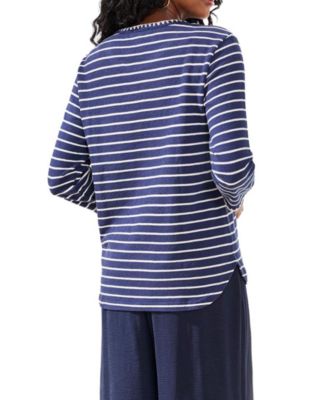 Women's Textured Stripe Knit 3/4-Sleeve Top