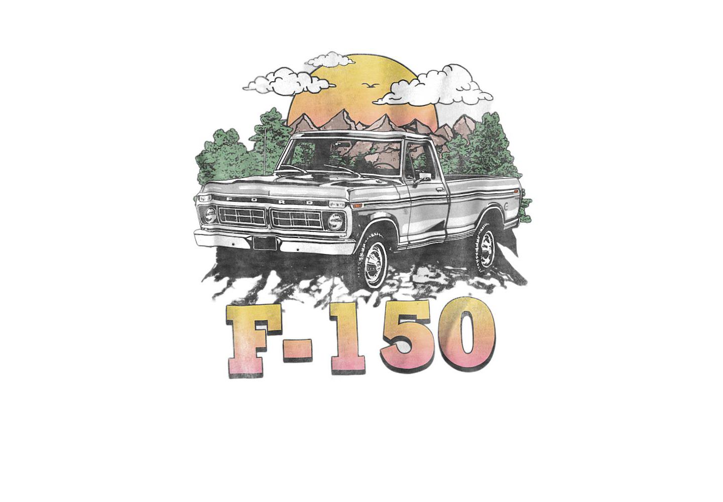 Мужская футболка Mustang Ford Trucks F150 Mountain Ride, цвет: Белый — фото 2
