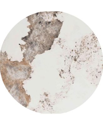 Marble Round Nightstand, Modern End Table with Drawer and Gold Metal Frame, Bedside Storage Table for Living Room Bedroom